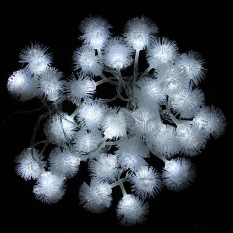 LED Snow Pompon String Lights Color Rope Lights Decorations for Christmas/ Holiday/ Wedding/ Party