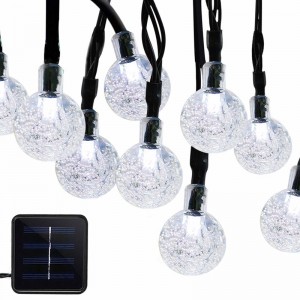 solar lamp string 50 LED bubble crystal sphere 7 m /23 ft 8 mode Christmas fairy lights suitable for outdoor Christmas landscape garden courtyard family holiday path lawn party decorated white lights